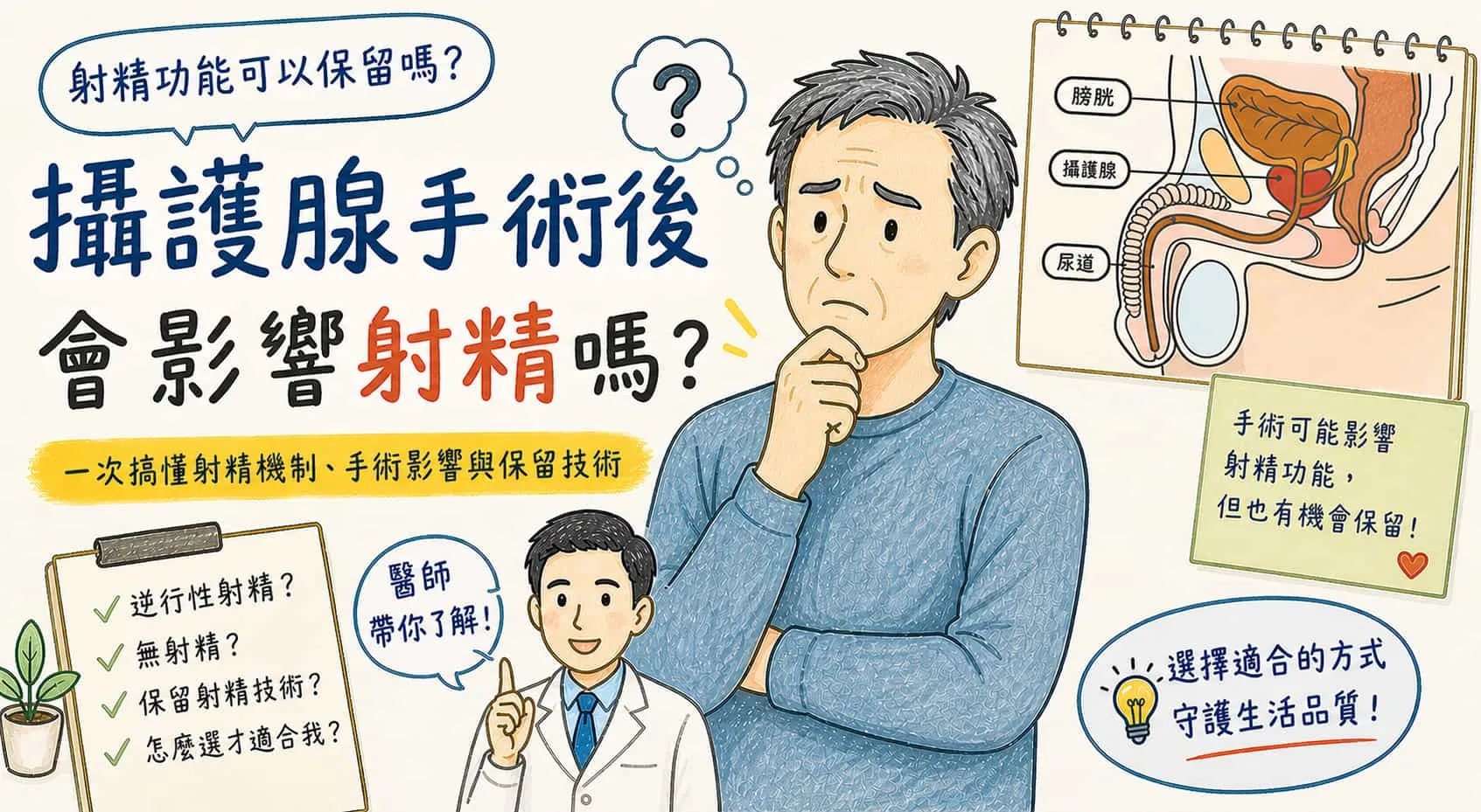 攝護腺手術後會影響射精嗎？各術式對性功能的完整說明