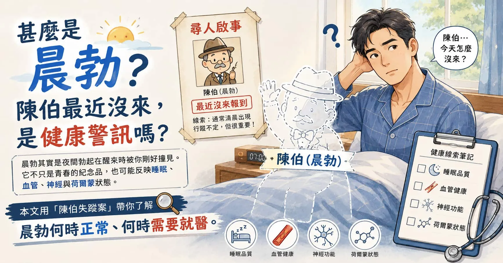 甚麼是晨勃？陳伯最近沒來，是健康警訊嗎？