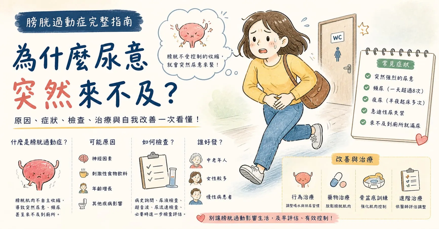 膀胱過動症（OAB）｜為什麼尿意突然來不及？女性頻尿急尿完整指南